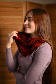 Шотландский сияющий шарф-снуд "Шелковый бархат " расцветка Мармелад Tartan Silk Velvet Marmalade, плотность 4