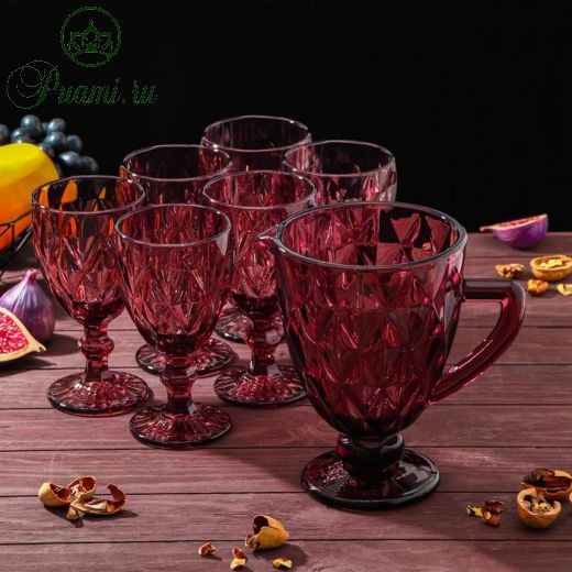 Набор питьевой «Круиз», 7 предметов: кувшин 1,1 л, бокалы 300 мл, цвет розовый