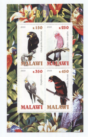 Блок марок Малави 2010 Попугаи