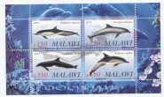 Блок марок Малави 2010 Дельфины