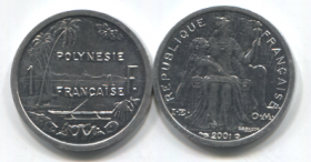 Французская Полинезия 1 франк 2001 UNC