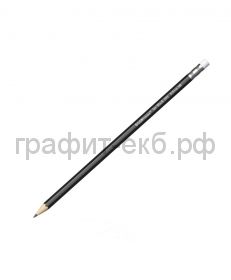 Чернографитный шестигранный  карандаш с ластиком  ErichKrause Jet Black 101 HB 45605