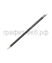 Чернографитный шестигранный  карандаш с ластиком  ErichKrause Jet Black 101 HB 45605