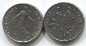 Франция 1/2 франка разные года XF