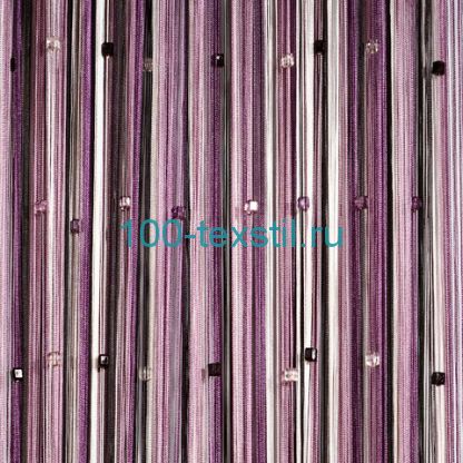 Нитяные шторы радуга с кубиком фиолетовый + белый
