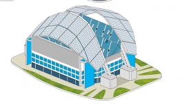 Модель стадиона 3D Фишт Сочи из картона 31 см
