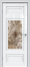 Межкомнатная Дверь Triadoors Царговая Gloss 589 ПО Белый Глянец со Стеклом Кристалл Зеркальная Сетка / Триадорс