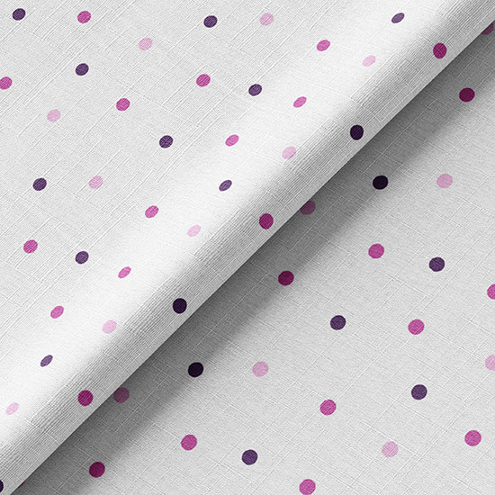 Ткань хлопок для шитья кукол Е.Кононова фиолетово-розовый горошек на белом limit 060