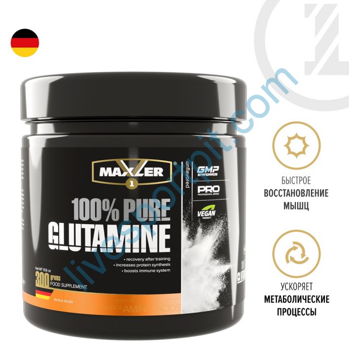 Глютамин 100% Pure Glutamine 300 г Maxler