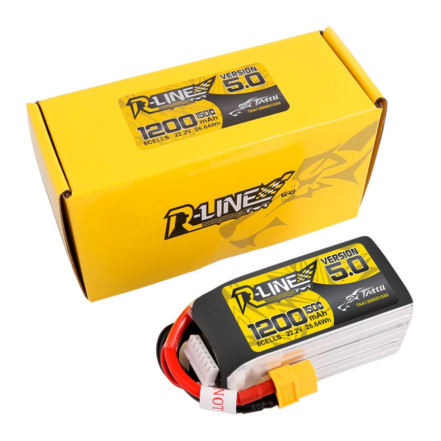 Аккумулятор Tattu R-Line Version 5.0 1200mAh 22.2V 150C 6S1P Lipo конвектор XT60 Plug
