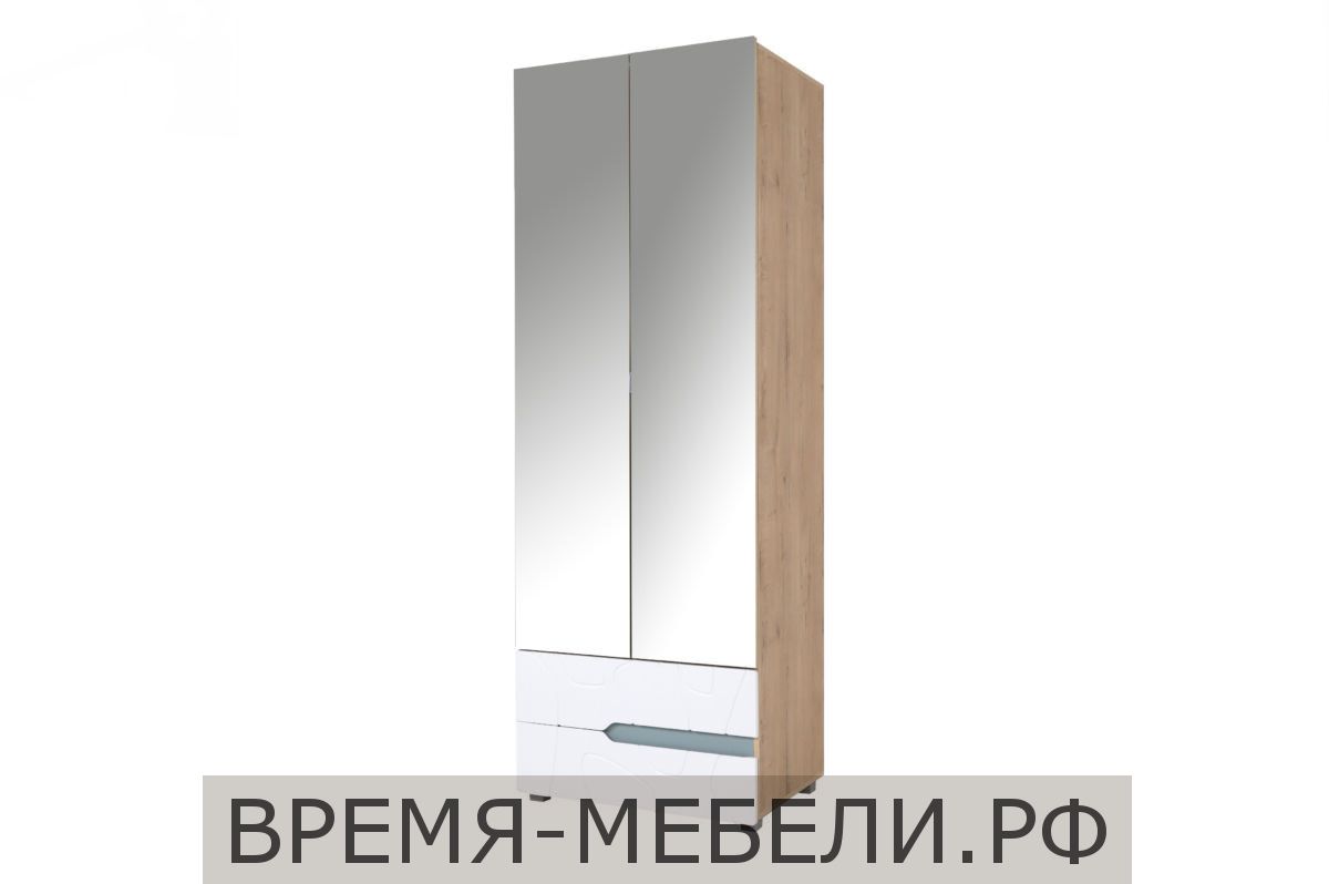 Шкаф 2-х створчатый с зеркалом и ящиками “Кристабель 21”