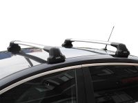 Багажник на крышу Hyundai Solaris hatchback, Lux City (без выступов), с замком, серебристые крыловидные дуги