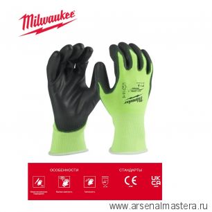 Сигнальные перчатки 1 пара с уровнем сопротивления порезам 1  размер 9/L Milwaukee 4932479918