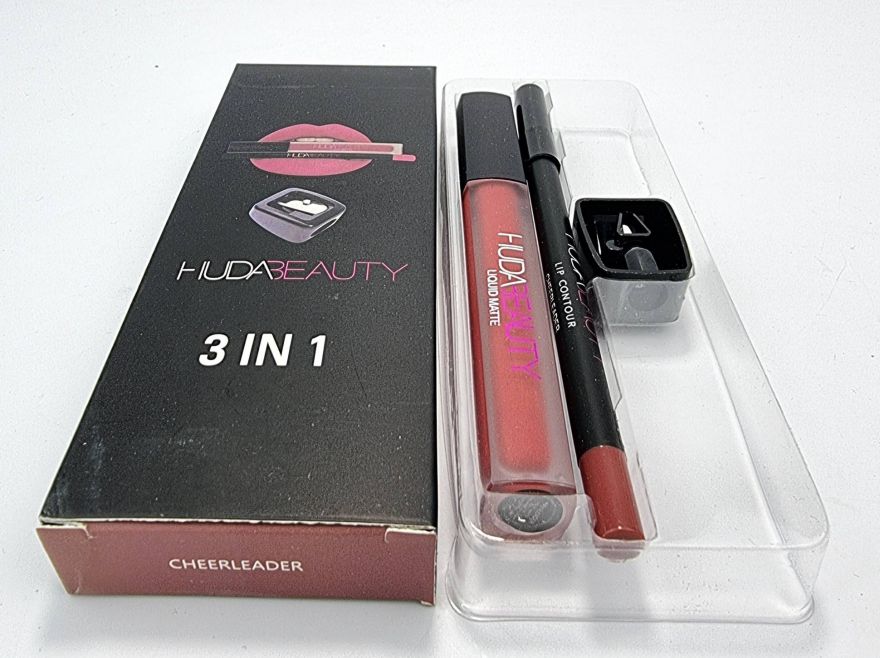 Жидкая помада, лайнер, точилка 3в1 Huda Beauty Liquid Matte 3 in 1 (Cheerleader)