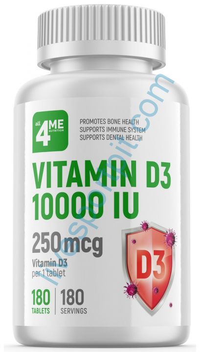 Витамин D3 10000МЕ 180 таблеток 4Me Nutrition