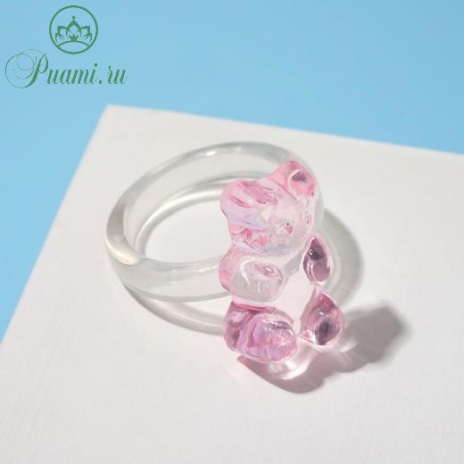 Кольцо "Мармеладный мишка", цвет розовый, размер 17