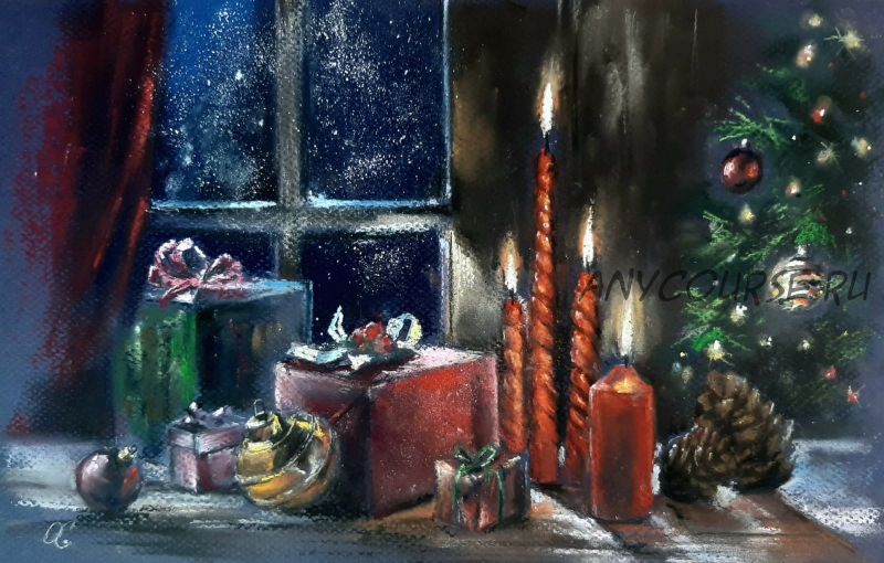 [Живопись Онлайн] Праздничный натюрморт со свечами (Ольга Зубенко)