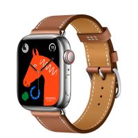 Apple Watch Hermès Series 9 41mm Silver Stainless Steel Case with Single Tour Gold