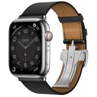 Apple Watch Hermès Series 8 45mm Silver Stainless Steel Case with Single Tour Deployment Buckle Noir