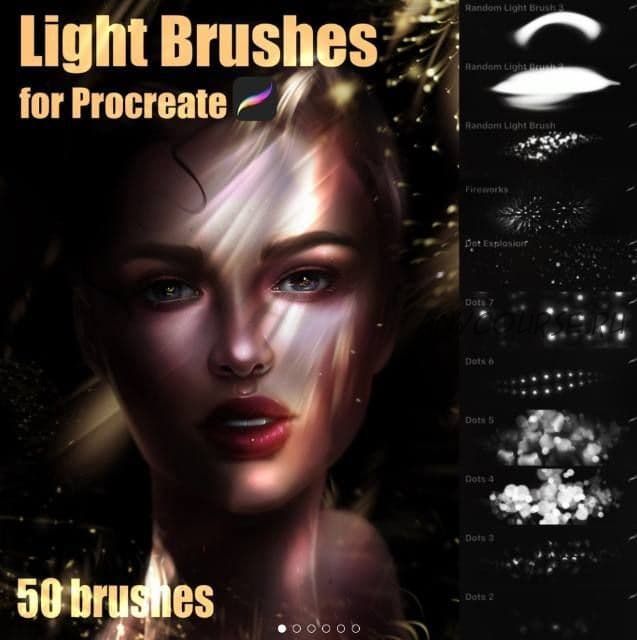 50 световых кистей для Procreate / Light Brushes for Procreate (Sandra Winther Art)