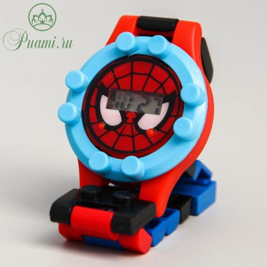 Часы наручные лего, Человек-паук, с ремешком-конструктором