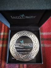 Большая шотландская брошь из пьютера Новый Кельтский Узор - Nouveau Celtic Large Scarf Ring