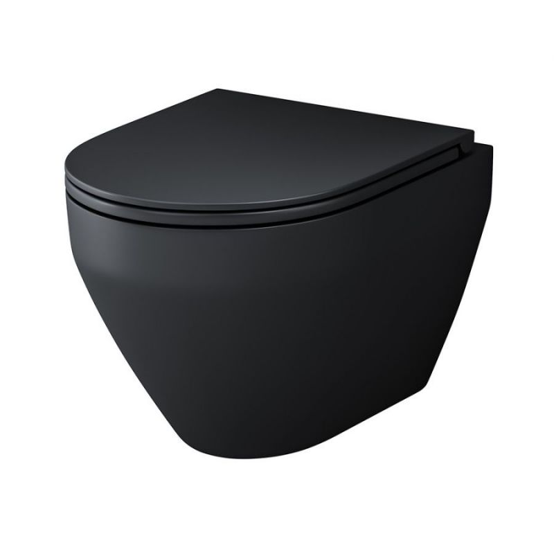 Унитаз подвесной FlashClean с сиденьем микролифт AM.PM Spirit V2.0 C701700MBSC, черный
