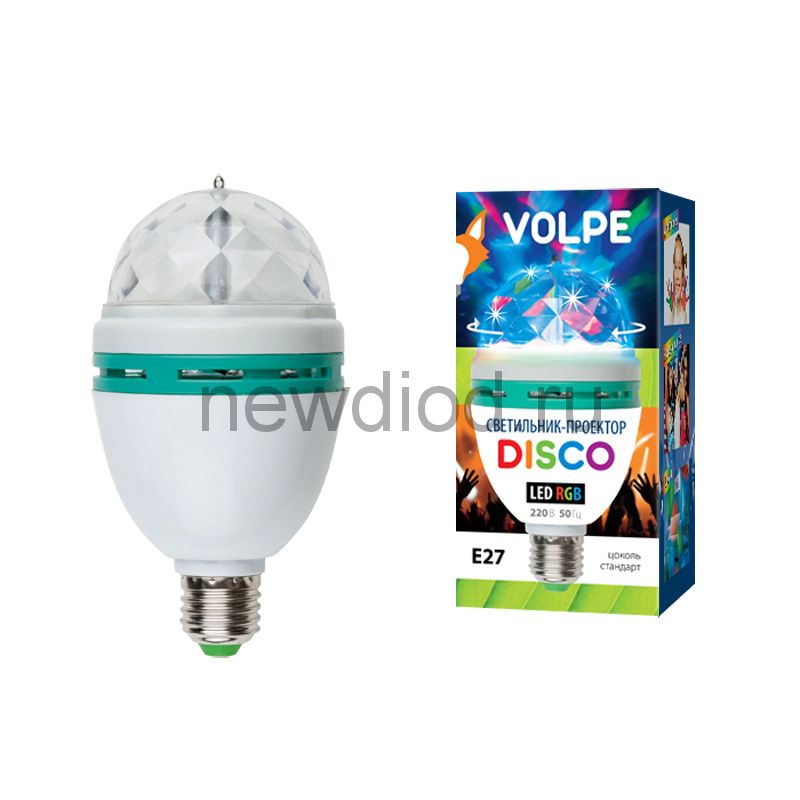 Светодиодный светильник-проектор ULI-Q301 серия DISCO многоцветный 220V цоколь E27 ТМ VOLPE