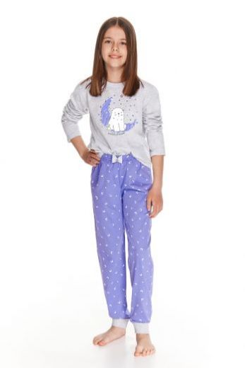 Пижама детская для девочки TARO Susan 2585-2586-01, кофта и брюки, серый