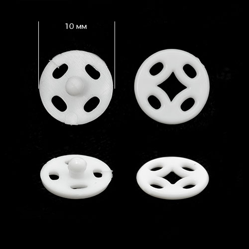 Кнопки пришивные Пластиковые цвет белый 10 комплектов в уп. Разные размеры (TBY-PSB)