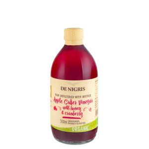 Яблочный уксус с медом и клюквой De Nigris Organic Apple Cider Vinegar honey and mirtillo rosso БИО 500 мл - Италия