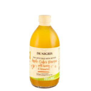 Яблочный уксус с медом и куркумой De Nigris Organic Apple Cider Vinegar honey and curcuma БИО 500 мл - Италия