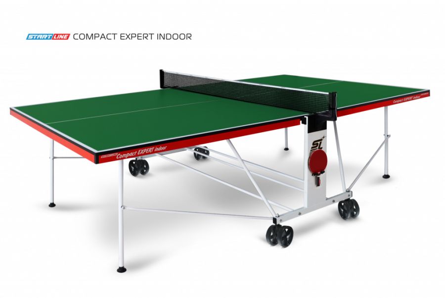 Теннисный стол Compact Expert Indoor green - компактная модель теннисного стола для помещений. Уникальный механизм трансформации.