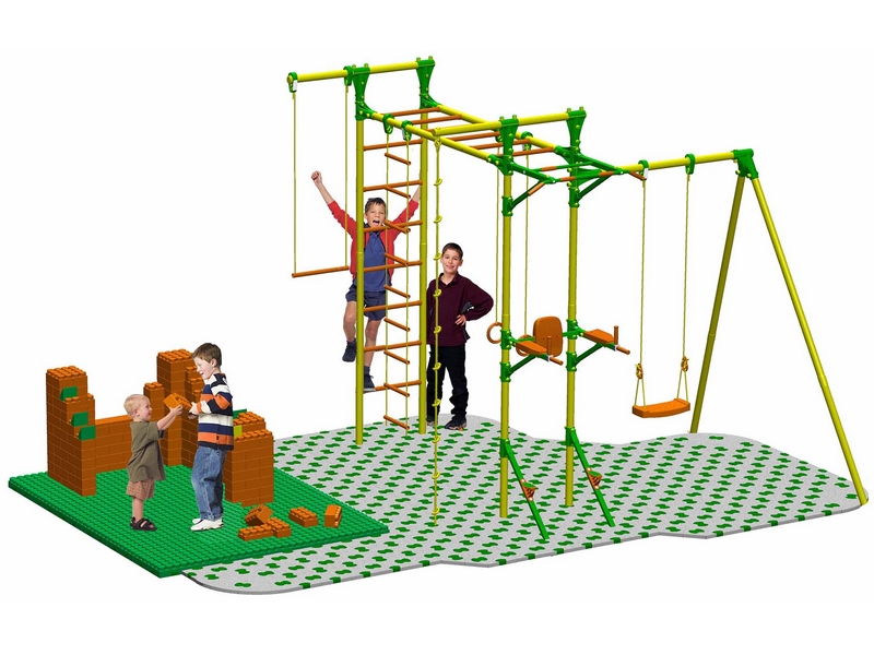 Puzzle + GigaBloks Playground для уличного спортивного комплекса с турником и брусьями Leco-IT Outdoor Plus