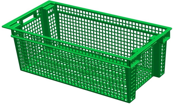 Ящик для овощей 80 х 40 х 27 см из первичного полиэтилена зеленый