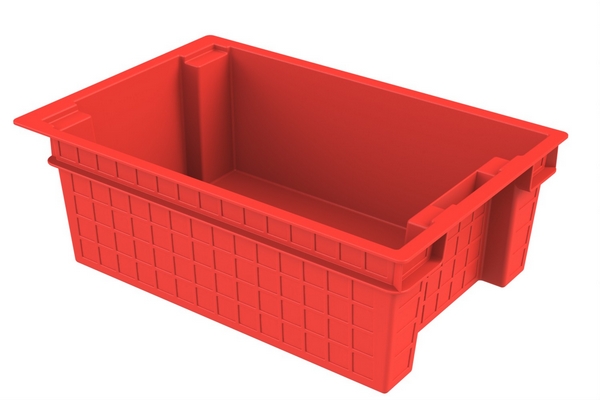 Ящик сплошной 60 х 40 х 20 см из первичного полиэтилена красный