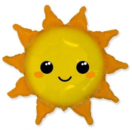 Солнышко яркое фигурный шар фольгированный с гелием