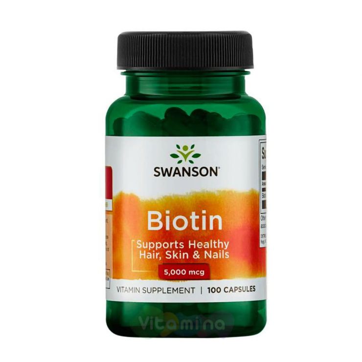 SWANSON Биотин 5000 мкг Biotin, 100 капс