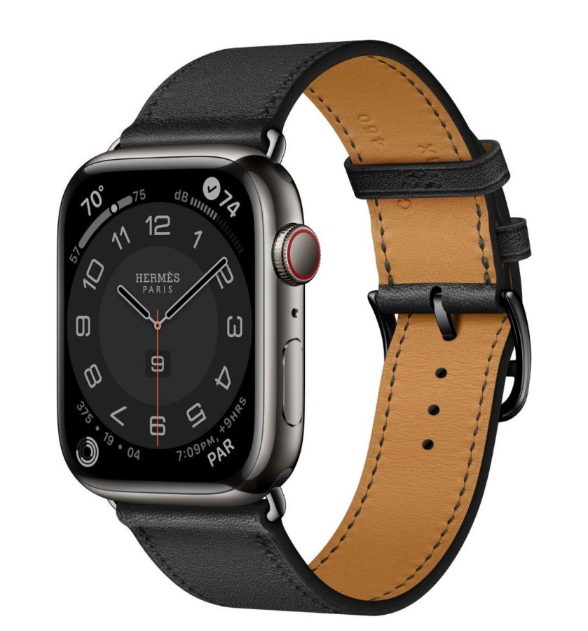 Часы Apple Watch Hermès Series 8 GPS + Cellular 45mm Space Black Stainless Steel Case with Single Tour Noir