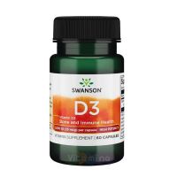 SWANSON Витамин Д3 1000МЕ (25 мкг) Vitamin D3-High Potency 1000IU, 60 капс
