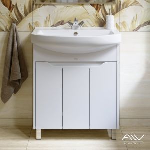 Тумба с раковиной Alavann Crystal 75 напольная, белая