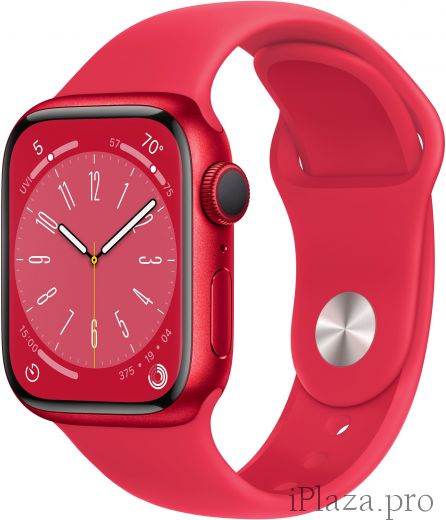Apple Watch Series 8, корпус из алюминия цвета (PRODUCT)RED, спортивный ремешок цвета (PRODUCT)RED