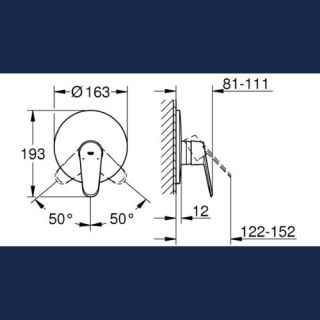 GROHE EURODISC COSMOPOLITAN 1 çıxışlı suvaq altı qarışdırıcı 19549LS2 cizgi