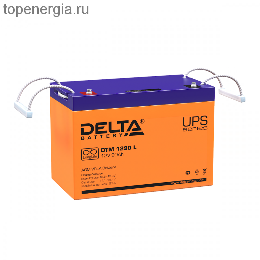 Аккумулятор герметичный VRLA свинцово-кислотный DELTA DTM 1290 L