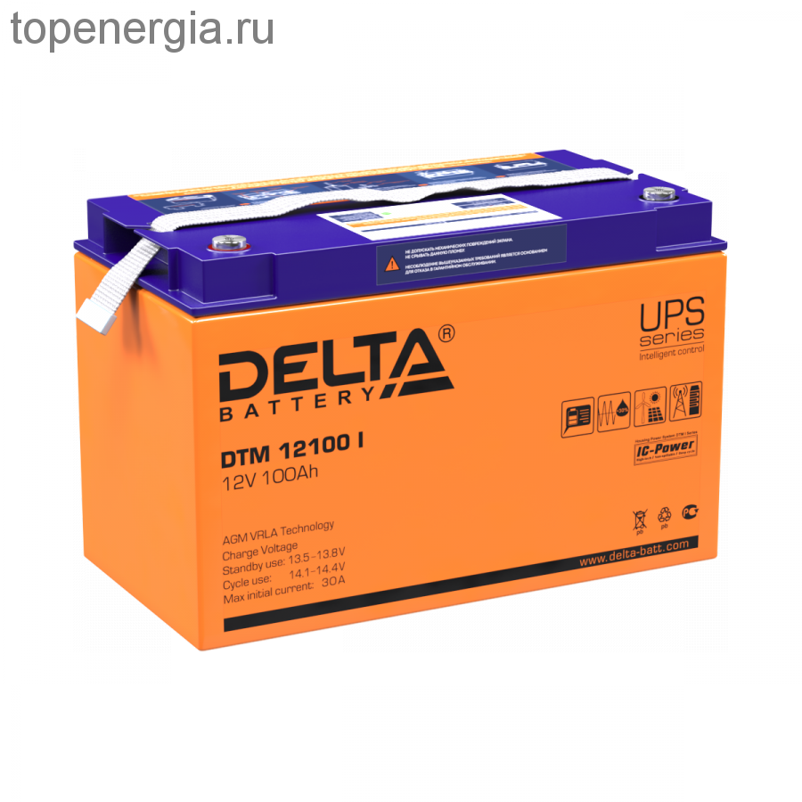 Аккумулятор герметичный VRLA свинцово-кислотный DELTA DTM 12100 I
