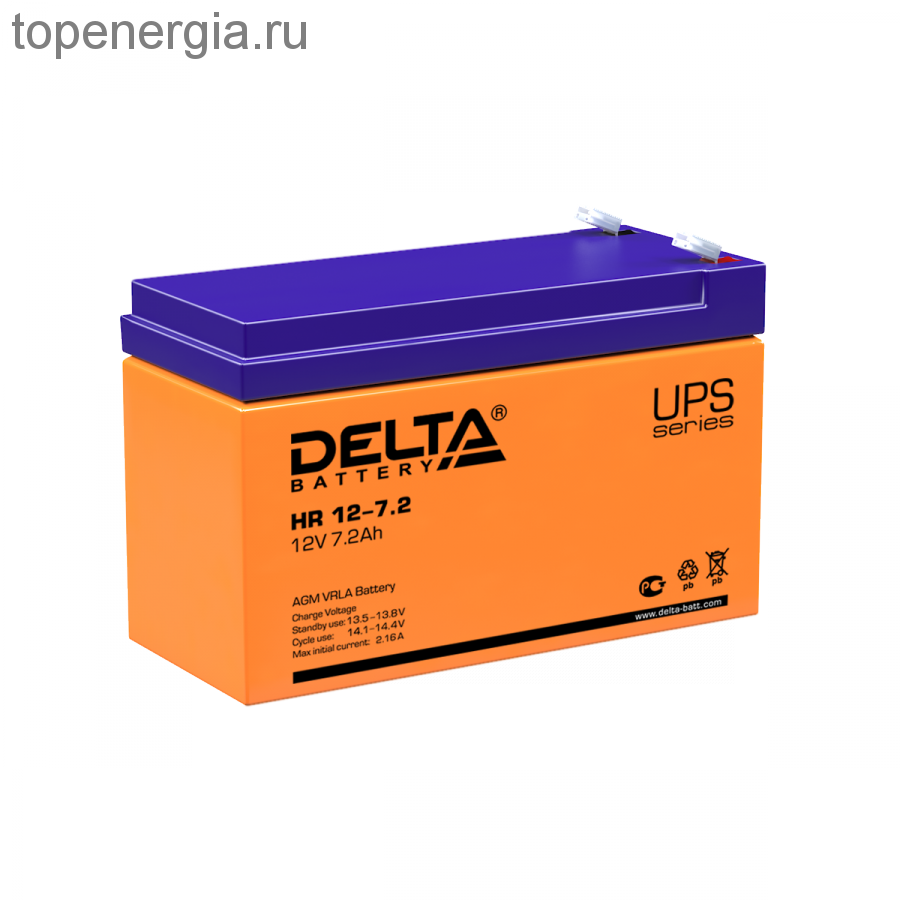 Аккумулятор герметичный VRLA свинцово-кислотный DELTA HR 12-7.2