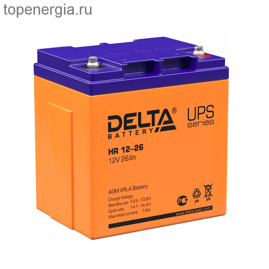 Аккумулятор герметичный VRLA свинцово-кислотный DELTA HR 12-26