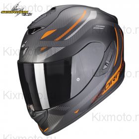 Шлем Scorpion EXO-1400 Evo Carbon Air Kydra, Чёрно-оранжевый матовый