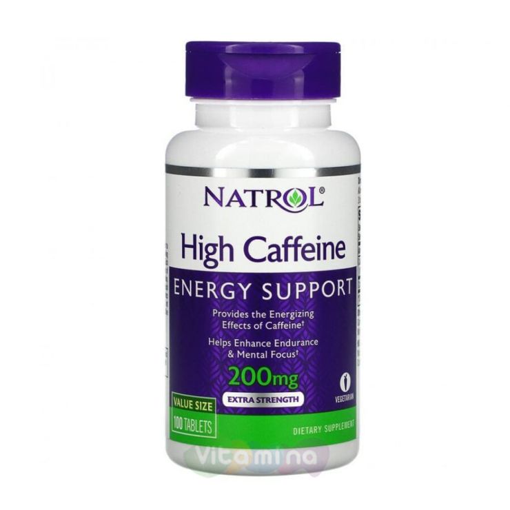 Natrol High Caffeine Кофеин 200 мг, 100 табл.