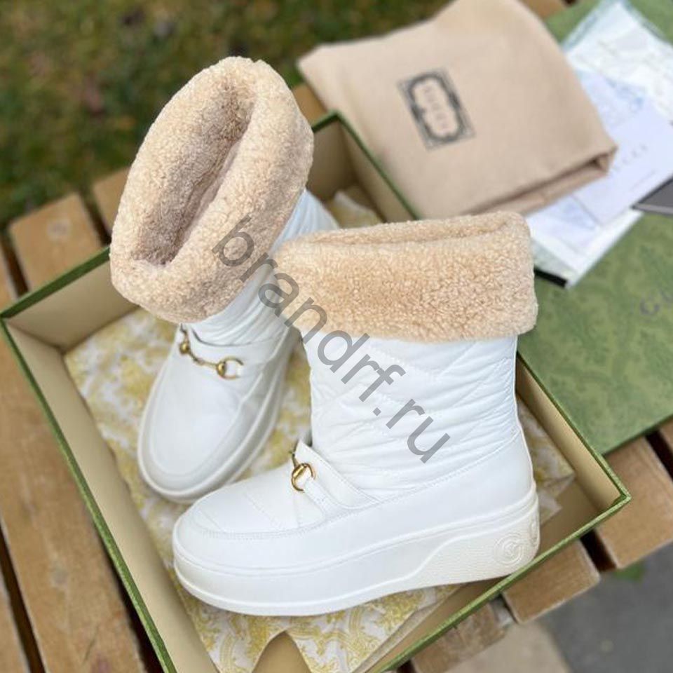 Кожаные женские брендовые зимние ботинки Гуччи (Gucci) люкс купить в  интернет магазине в Москве со скидкой до 50%.